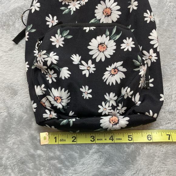 Choco Mocha Daisy Mini Backpack Day Pack Teen Girls Black Shoulder Strap School - Picture 9 of 11